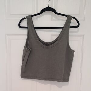 Aerie Sleeveless Cropped Tank Top in Olive Green